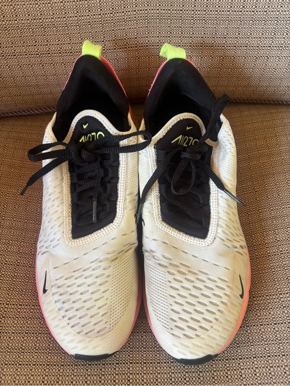 Nike Air Max 270 White Pink Orange Athletic Shoes